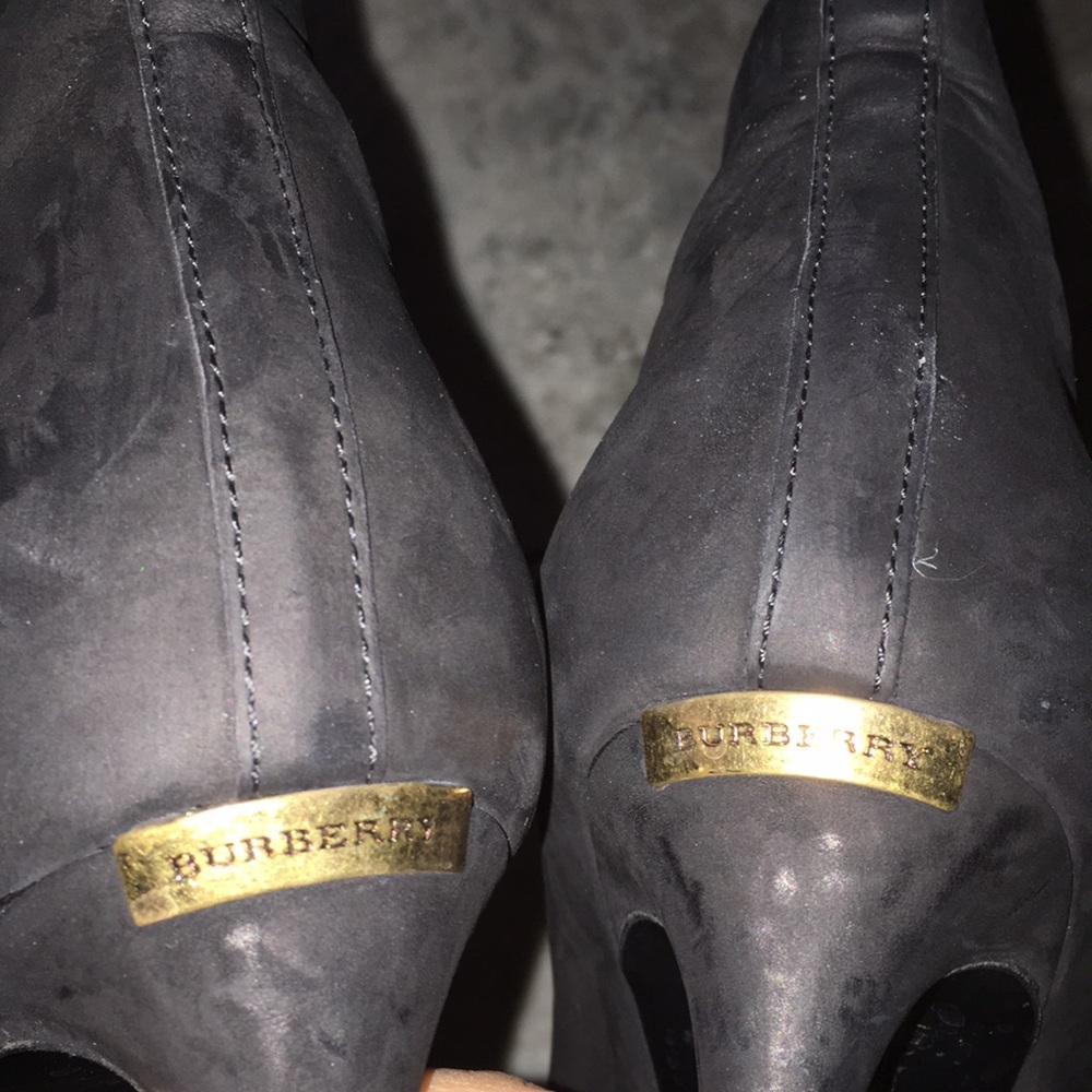 BURBERRY BLACK REAL LEATHER LACE UP PLATFORM PEEPTOE EUC BOOTIES SIZE EU… - Picture 7 of 11